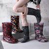 Leosoxs Rainboots Женские высокие сапоги Нескользящая водонепроницаемая обувь для дождя Новые высокие непромокаемые сапоги Модные женские сапоги из ПВХ с принтом
