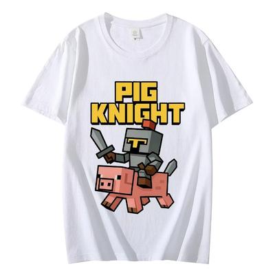 Горячая Игра Езда на Курице Футболка Смешной Свинья Рыцарь Мем Графические Футболки Мужская Женская Одежда Харадзюку Мультяшная Футболка с Коротким Рукавом