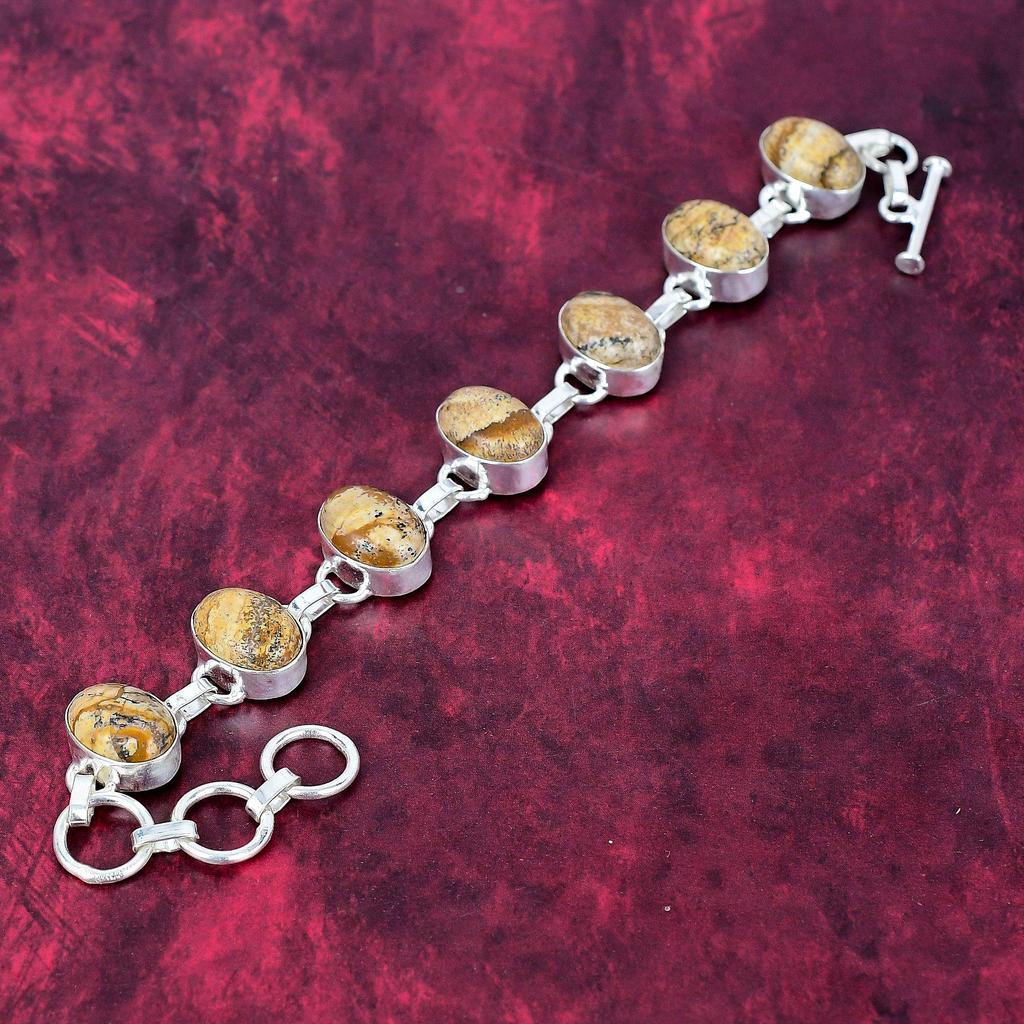 Браслет из стерлингового серебра 925 пробы с изображением яшмы, браслет ручной работы с драгоценными камнями, подарки для жены, совершенно новый браслет