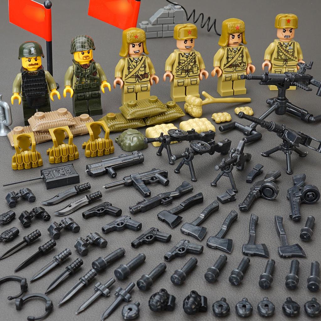 D71008 Harbiy qurilish bloklari minifigurasi to'plami bolalar uchun jumboq kichik qismlardan yig'iladigan qurilish bloklari