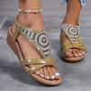 Fashion Women's Sandals Summer New Thick Bottom Round Head Open Toe Rhinestone Elastic Sandals Casual Comfortable Non-slip Sandals