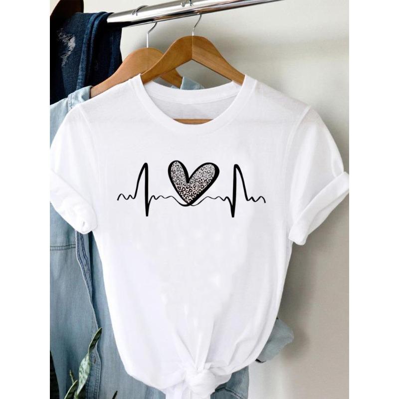 (Европейский размер)  Модная женская футболка Топ Валентин Цветок Грузовик Короткий рукав Принт Женская одежда Повседневная Футболка Женские Графические футболки