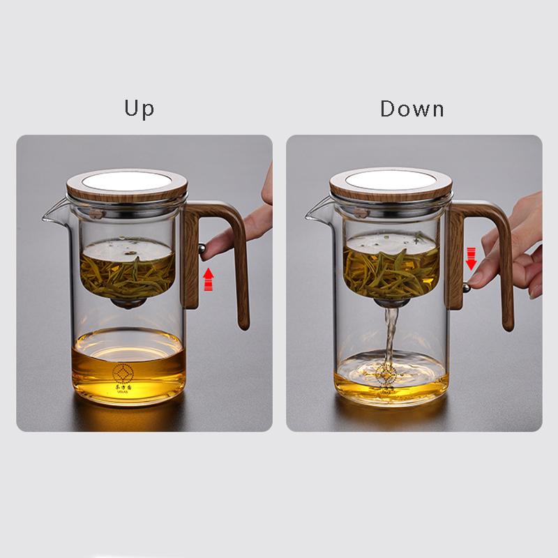 Glass Teapot with Magnetic Switch Heat-Resistant High Borosilicate Tea Kettle with Water Separation Inner Kung Fu Style Teaware