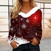 Рубашки с длинным рукавом для женщин Милые топы Рождественские принты Футболки Блузки Повседневные топы больших размеров Базовые топы Пуловеры