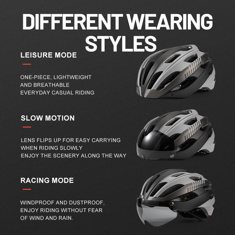 Eastinea Road Bicycle Helmet With Magnetic Goggles Mountain Bike Riding Helmet Adult Men and Women Children Safety Helmet