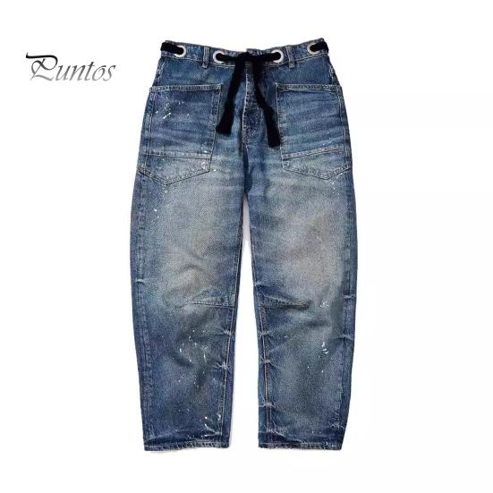Женские джинсы-бочки с широкими штанинами, заниженной талией, с завязками на щиколотке, эластичные мешковатые брюки-бойфренды с резинкой на талии