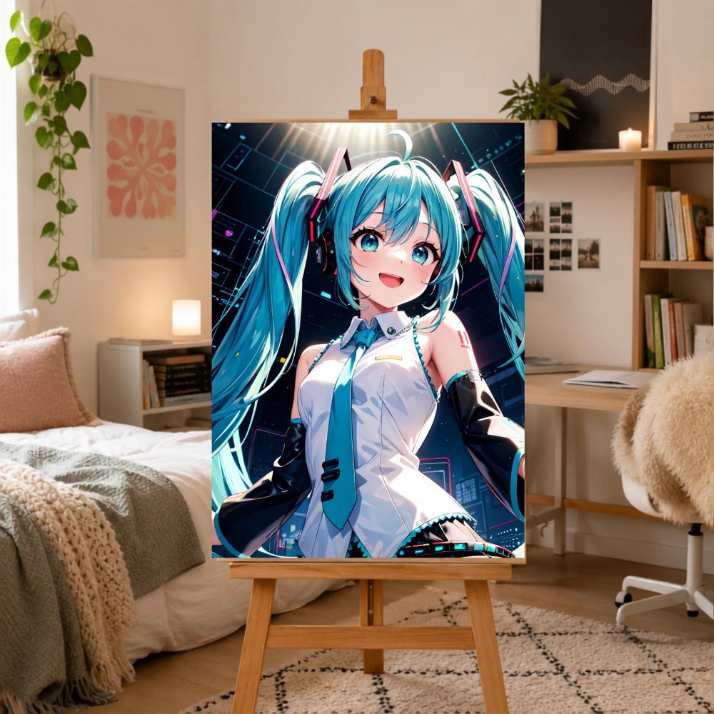 Obraz Do Malowania Po Numerach Z Ramą Anime Hatsune Miku 50X70 Cm