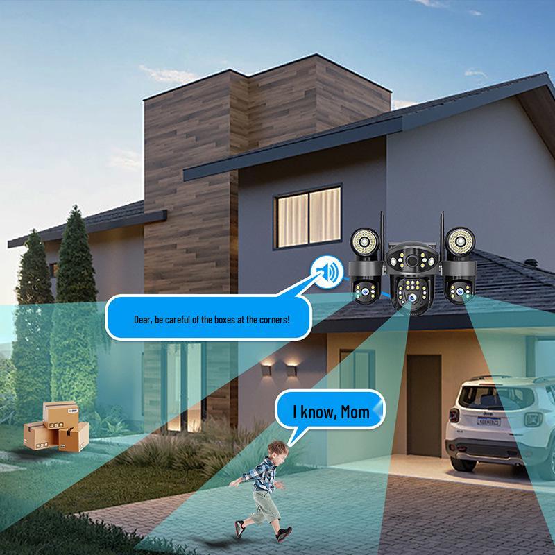 V380 Pro Wireless 4G HD Three-Screen Camera with Voice Remote for Indoor/Outdoor Monitoring