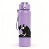 1PC Tiny airplane simple line sketch print 750ml colorful plastic sports water bottle leakproof pop up lid with straw for outdoor work home use
