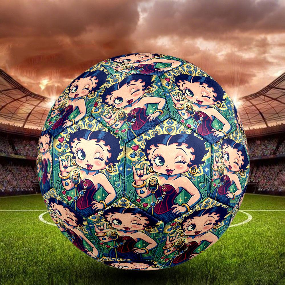 Betty Boop Print Size 5 Soccer Ball, Standard Match Football for Sports Game and Team Practice, Ideal Gift for Soccer Fans