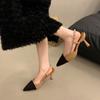 Stylish Baotou Sandals Summer New Pointy Toe Shallow Mouth Slip-on High-heeled Women's Shoes
