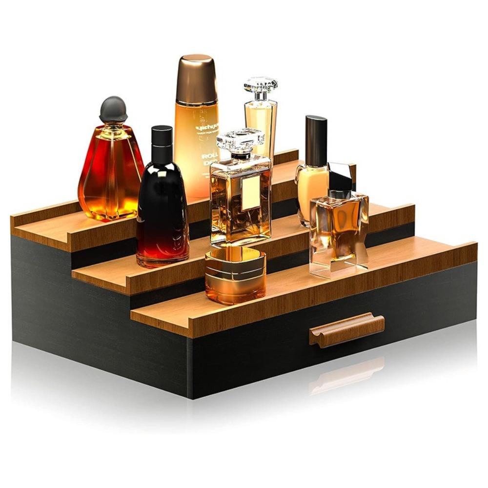 with Drawers Makeup Organizer Wooden Cosmetic Display Box Elegant Storage Showcase  Tabletop