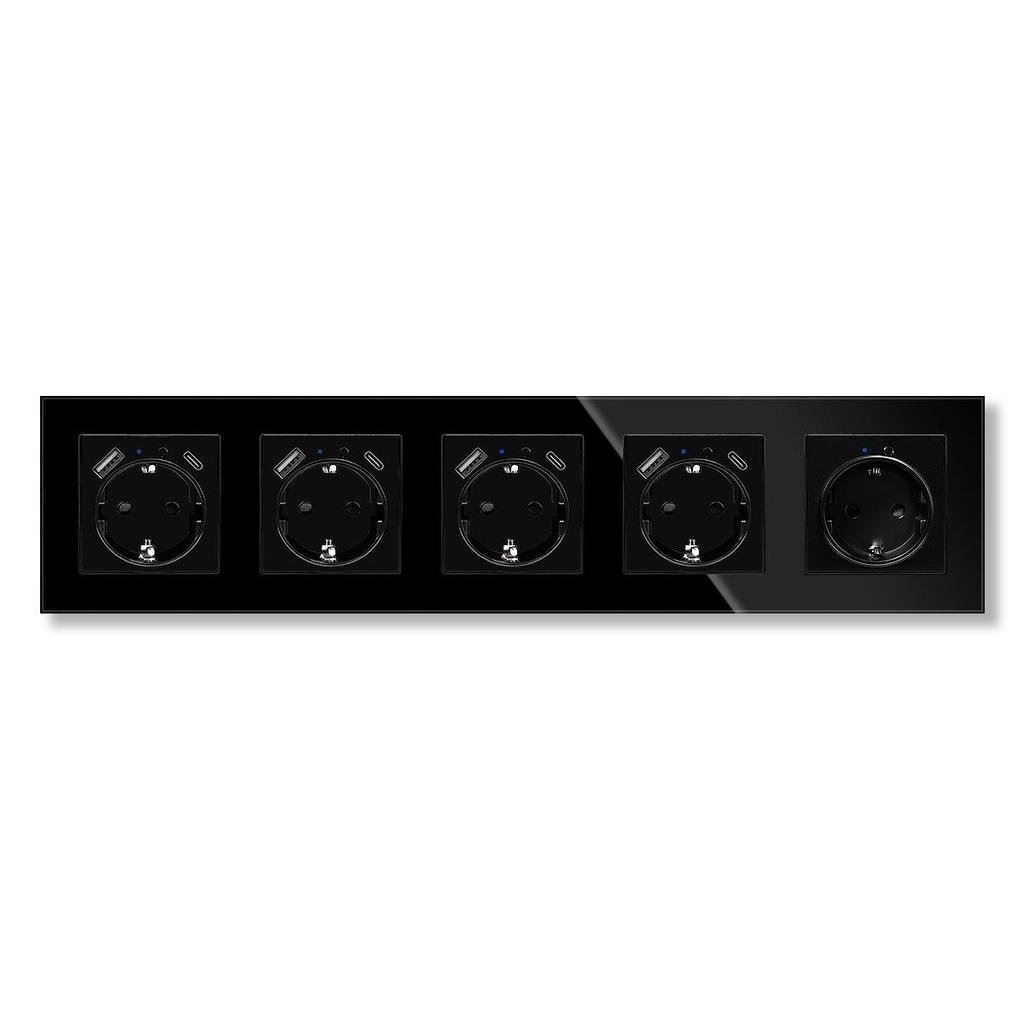 Type 82 Tempered Glass EU Smart WiFi Socket with A+C Charging and Alice Voice Control