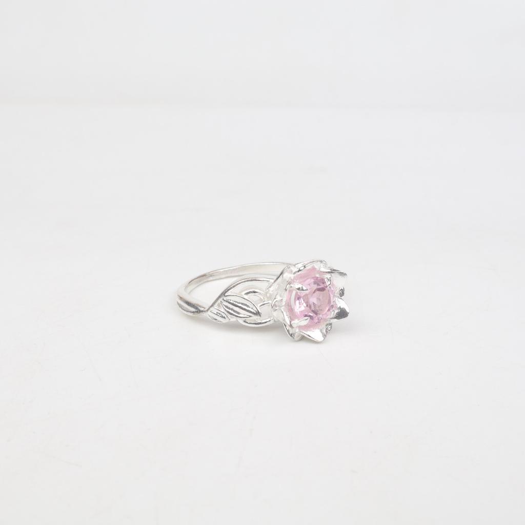 Natural Morganite Gemstone 925 Sterling Silver Dainty Jewelry Ring Gift For Her CZR-2-7