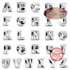 Hot Sale 100% 925 Sterling Copper 26 Letter A~Z Alphabet DIY Name Beads Fit Original Pandora Charm Bracelet Bangles Fine Zircon