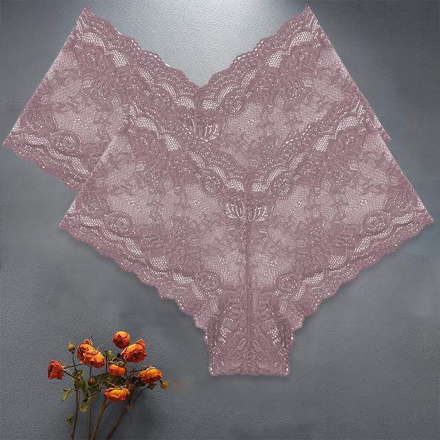 FINETOO 2PCS/Set High Waist Sexy Women Floral Lace Panties Lingerie Brief Girl Panty S-XL Underpants Female Underwear Intimates