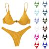Women's Sexy Split Style Solid Color Bikini SSwimsuit Bow Tie Swimsuit 2 Piece Set