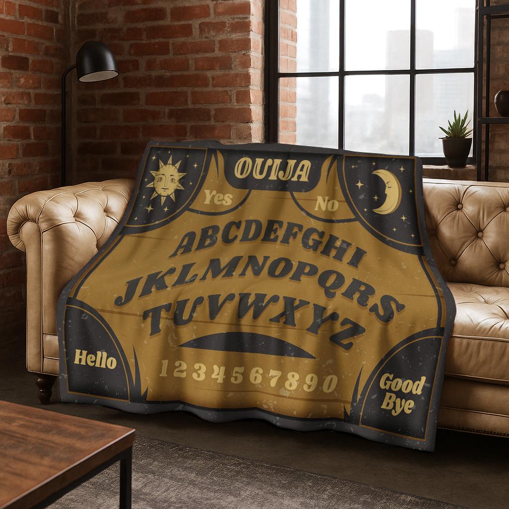 Cat Ouija Tarot Gothic Witchcraft Board Flannel Blanket Soft Warm Blanket for Bedroom Living Room Bed Travel Camping Picnic Gift