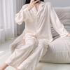 Women's Ice Silk Luxury Long Sleeve Pajama Set for Spring & Autumn