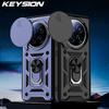 KEYSION Shockproof Armor Case for Tecno Camon 40 Premier 5G Slide Camera Lens Protection Metal Ring Stand Phone Back Cover