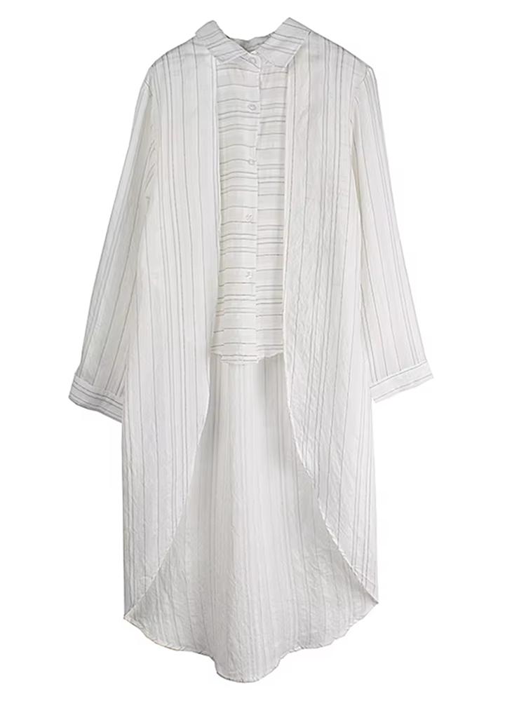 Xitao Асимметричная полосатая однобортная женская рубашка ZY8917