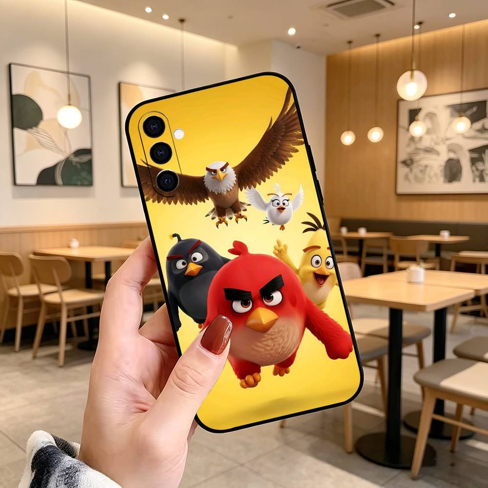 Чехол для телефона A-Angry B-Birds GAME Черный Силиконовый Мягкий Для Samsung Galaxy A73,A72,A71,A70,A53,A52,A51