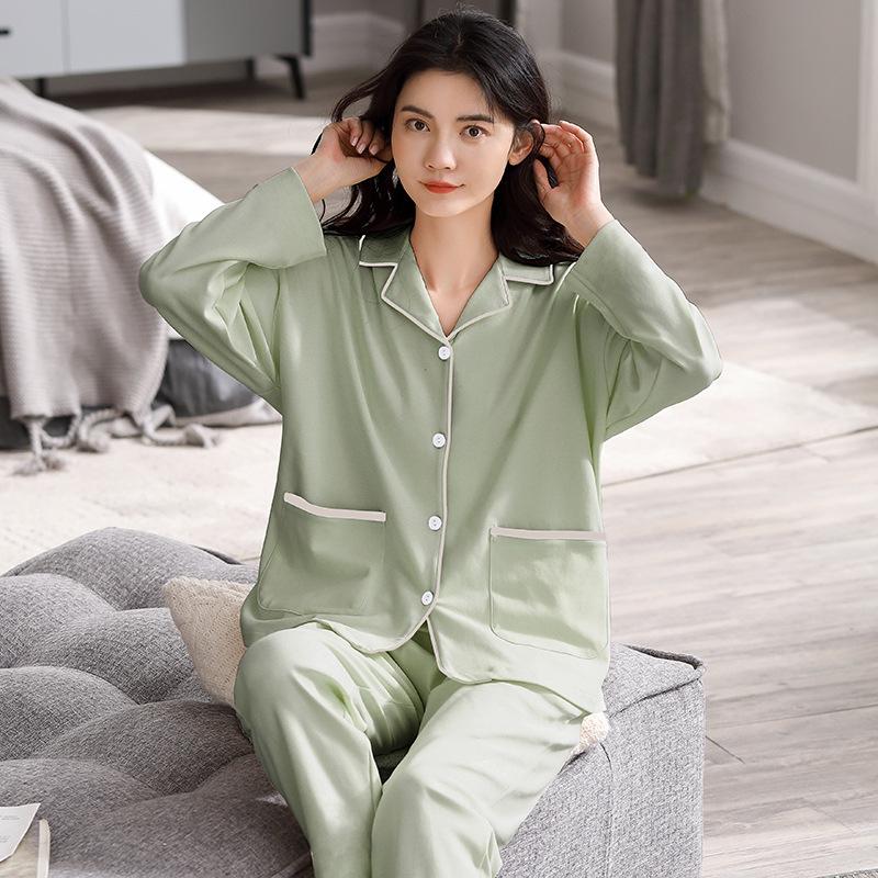 Women's Cotton Pajamas: Loose Fit Long Sleeve, Spring/Autumn Thin Style, Wear Indoors or Out