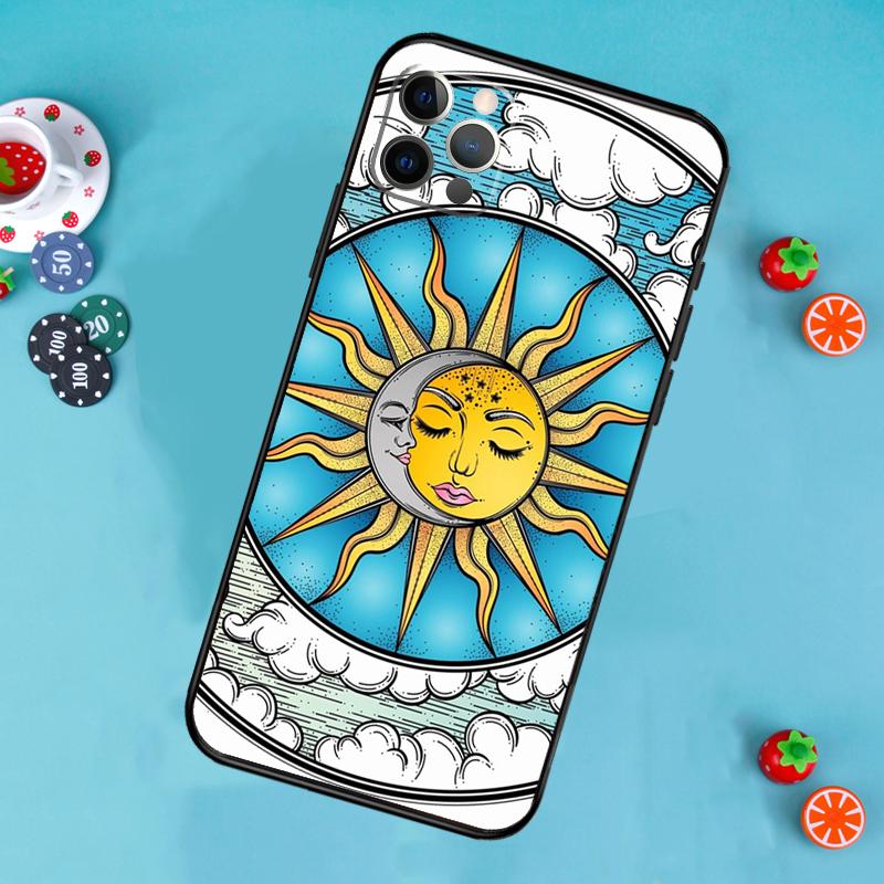 Солнце и Луна Мистический Зодиак Чехол для Телефона Для iPhone 17 Air 14 16 15 11 12 13 Pro Max 12 13 mini 15 16 Plus 16e Чехол Funda