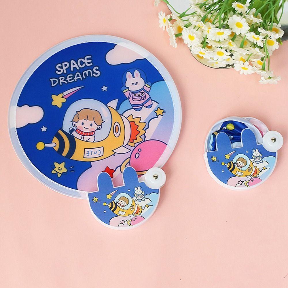 High-looking Mini Round Fan Hand-operated Portable Cloth Fan Cartoon Folding Round Fan  Home Decor