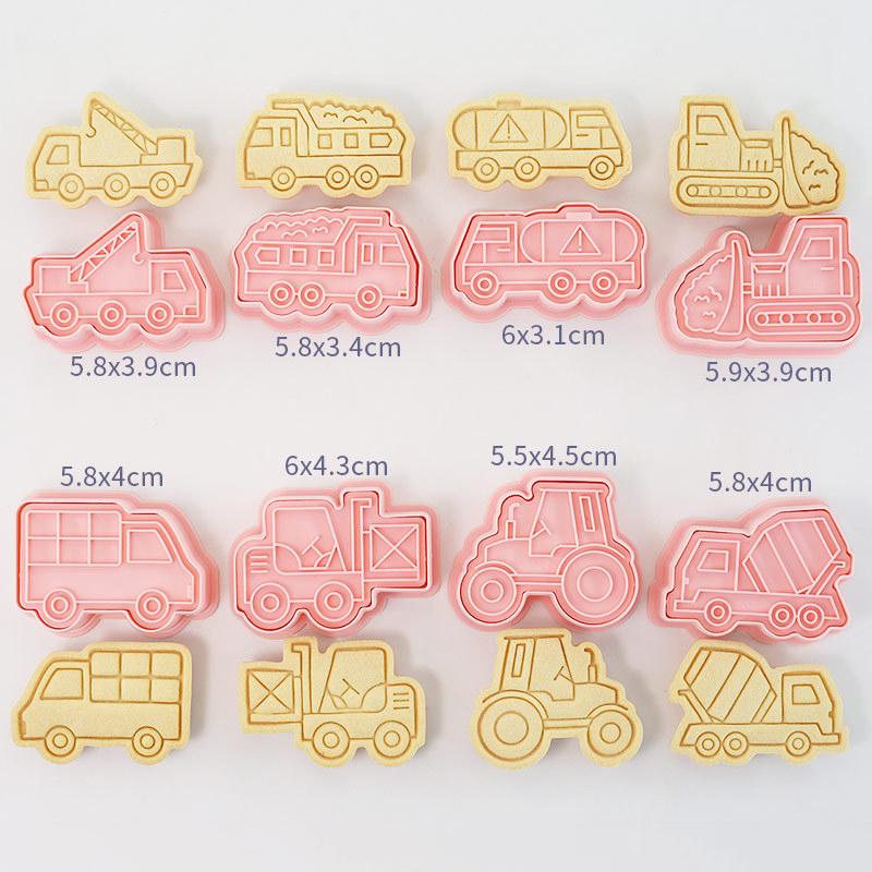 8Pcs/Set Cat Cookie Cutters Plastic 3D Cartoon Pressable Biscuit Mold Cookie Stamp Kitchen Baking Pastry Bakeware Tool