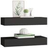 Wall mounted Drawers Shelves 2 pcs Black 60 x 23.5 x 10 cm MDF