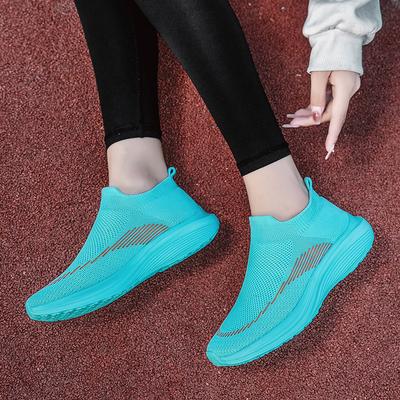 Женская обувь Вязаные носки Кроссовки Летние слипоны Плоские Большой размер 45 Лоферы Балетки Для ходьбы Удобная обувь Мужская для бега Зеленый
