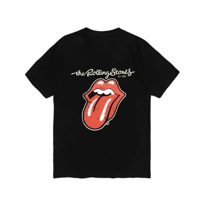 Летняя футболка 2025 года в европейском и американском стиле рок-панк The Rolling Stones, летняя хлопковая футболка с круглым вырезом и коротким рукавом, модная мужская футболка