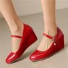 Fashion 2025 Spring Ankle Strap Buckle Wedges Women Shoes Height Heels Office Party Wedding Shoe Casual Women Pumps Zapatos Mujer
