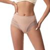 Women's Ice Silk Underwear Summer Breathable Mesh Lace Panties High Elastic Mid Waist Plus Size 3pcs