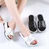 Women White Slide Slippers Summer Open Toe Chunky Wedge Shoes Casual Thick Sole Platform Slippers Plus Size