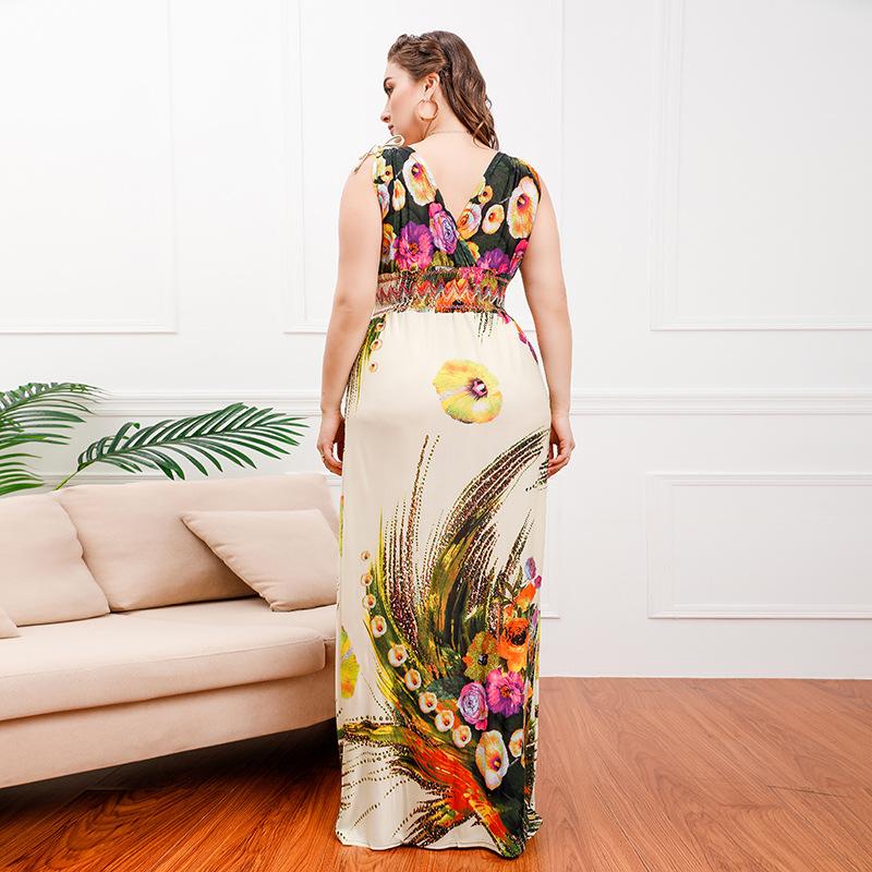 Летнее женское платье без рукавов в богемном стиле, пляжные платья больших размеров, длинные морские платья