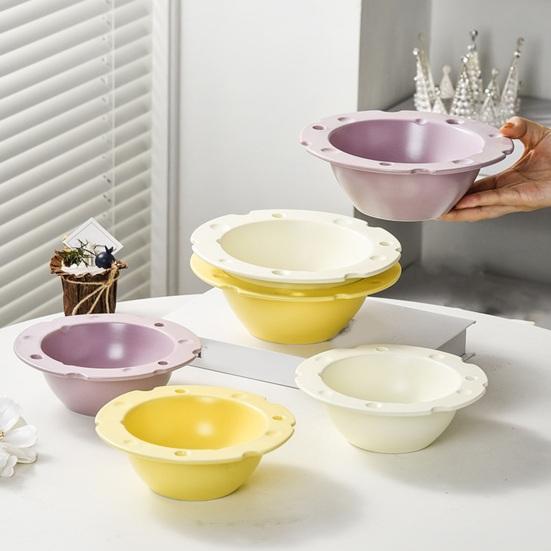 Cheese Shape Ceramic Bowl Food Grade Large Capacity Heat Resistant Multi-functional Rice Meal Salad Soup Porridge Snack Dessert Serving Bowl