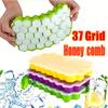 37 Silicone Molds Honeycomb Ice Cube Trays Reusable Mold BPA Free Ice Maker with Removable Lids Ice Bucket Summer Accessories