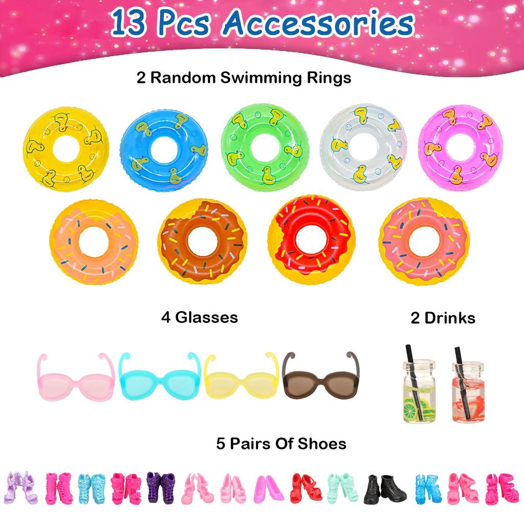 Barwawa Licca 30 см Купальная одежда для кукол 18 комплектов 5 купальников 5 пар обуви 2 8 аксессуаров, таких как одежда для кукол, комплект, платья, =