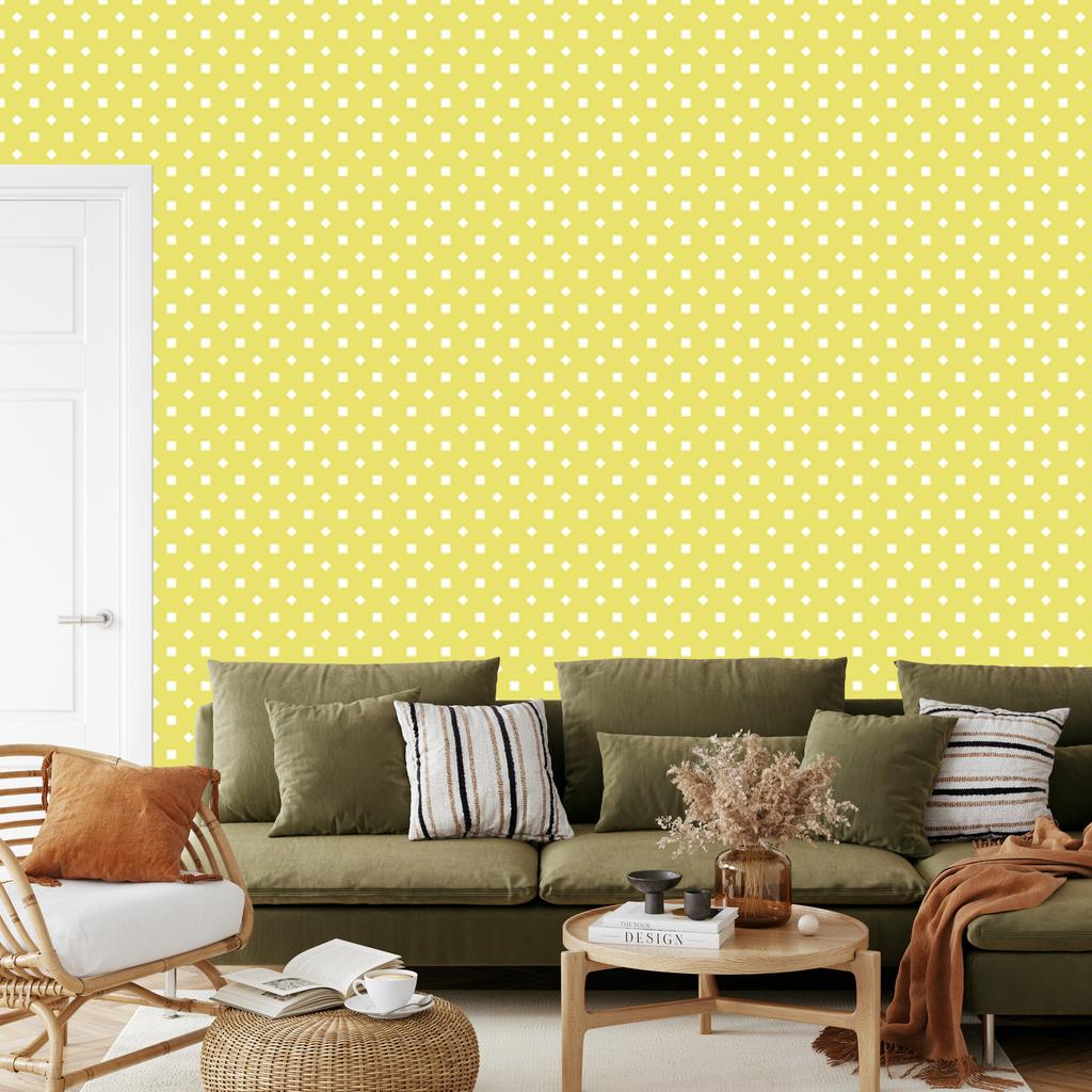Cream and yellow dots wallpaper, fine detail for living room and bedroom 50x1000