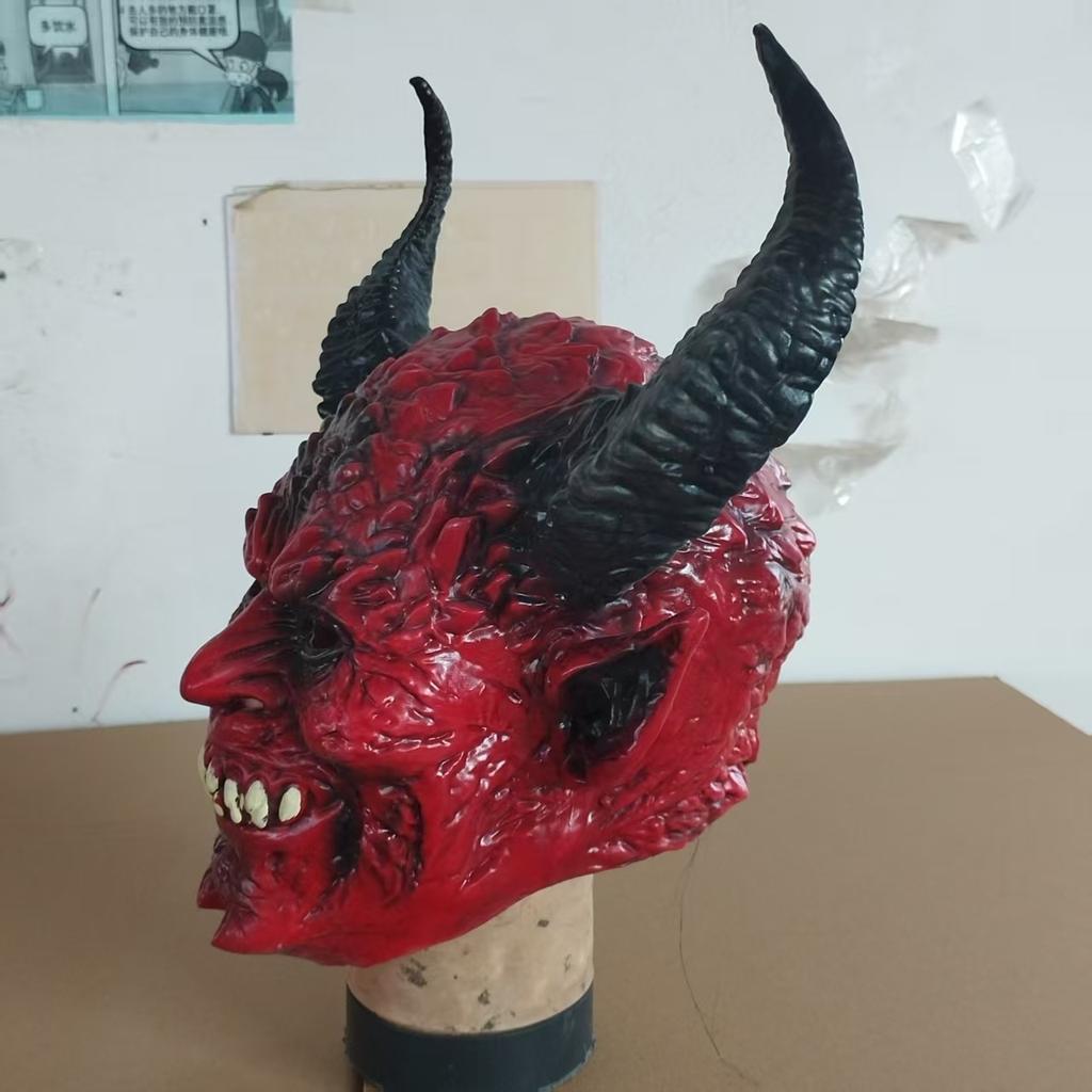 Lucifer Mask Halloween Fallen Angel Satan Demon Red Face Mask Latex Mask Lucifer