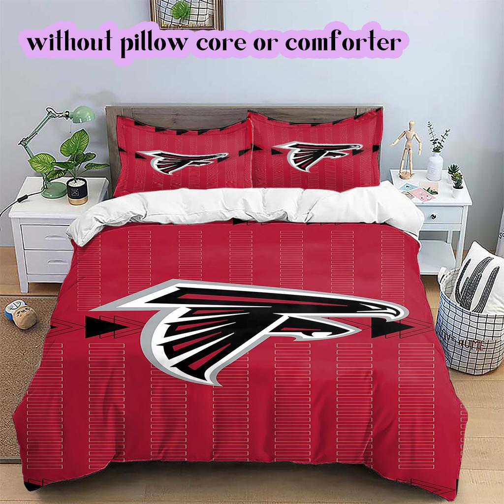 football Logo Pattern Bedding Quilt Set Quilt Cover Pillowcase Home Decoration Birthday Gift (1*duvet cover+ 2*pillowcase, without core)