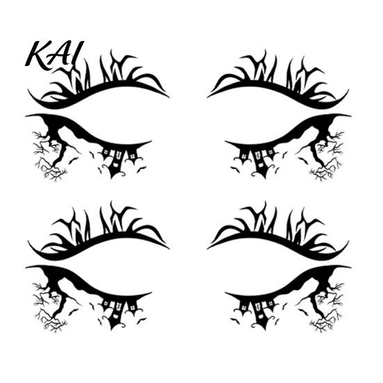 Non Residue Face Stickers 2 Pairs Halloween Eye Tattoo Stickers, Waterproof Temporary Decals with Water Transfer Skin Pumpkin Bat Spider Web,