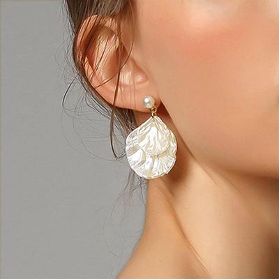 Новые женские серьги в стиле ракушки, простые универсальные серьги, милые серьги с веерной ракушкой