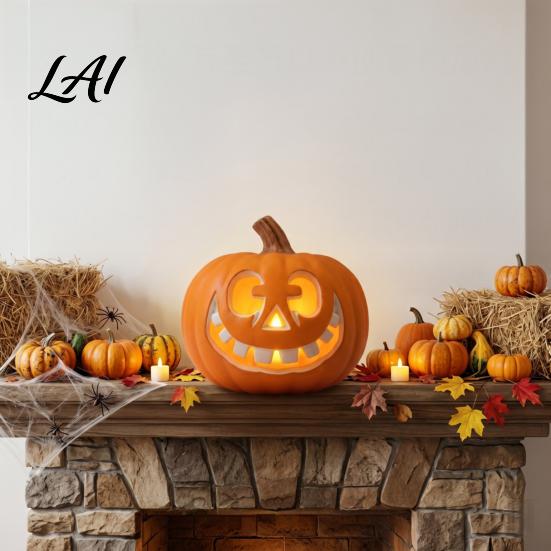 Decorative Party Accents LED Halloween Pumpkin Light Light Up Jack O Lantern Decor Color Spooky Festival Atmosphere Gradient Glowing Lamp