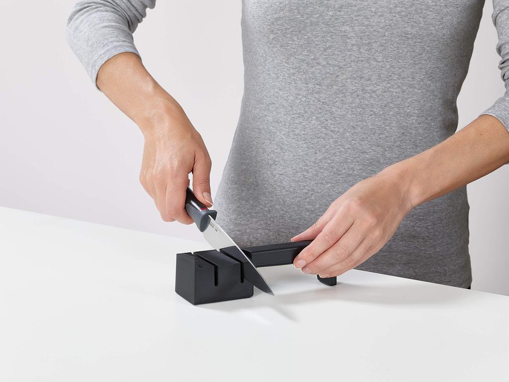 Joseph Joseph Elevate Knife Slim Block Set with Ceramic Includes Petty Santoku and Bread Knife 10537 5-Piece & Sharpener, Knife, Knife, [Authentic]