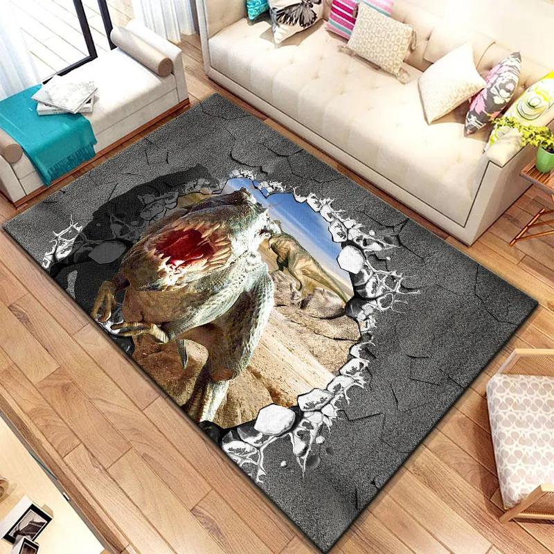 3D Ковер с принтом динозавров Юрского периода для гостиной, спальни, кухни, ванной комнаты, прихожей. Нескользящий придверный коврик, ковер, коврик для йоги