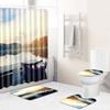 Landscape Shower Curtain Floor Mat Combination Four-Piece Set Bathroom Toilet Carpet Shower Room Mat Foot Mat