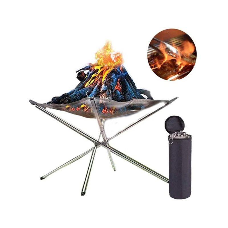 ABBY-Folding Campfire Stand Portable Folding Fire Pit Portable Fire Pit Outdoor Metal Holder Metal Brackets,Medium Easy To Use